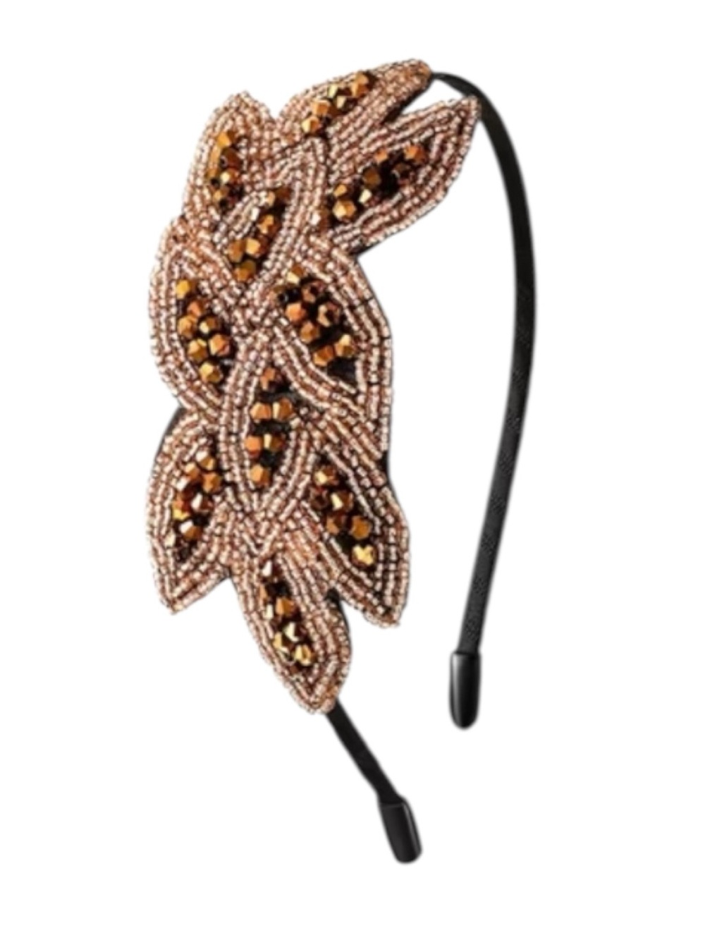 Brown and Gold Flapper Retro Beaded Headband